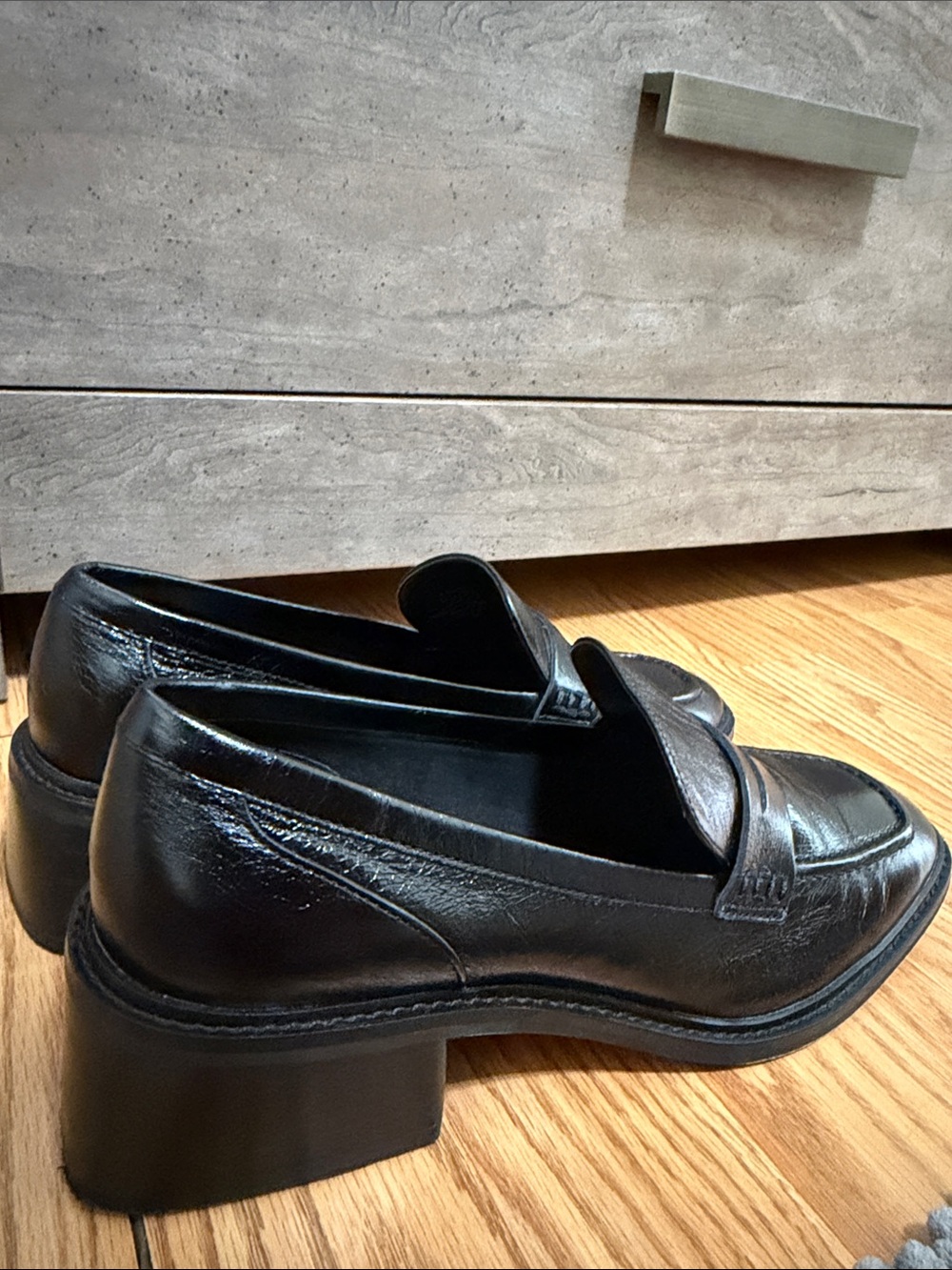 Vince Camuto Black Leather Penny Loafers - Picture 3 of 4